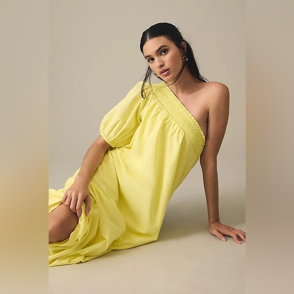 Maeve Dresses & Skirts - Anthropologie Maeve Yellow One Shoulder Maxi Dress Cottagecore Resort M